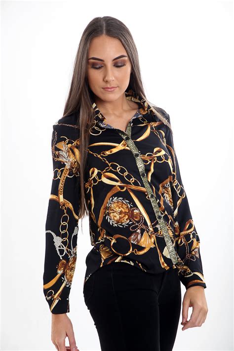 versace inspired button down shirts for women|Versace button up shirt men.